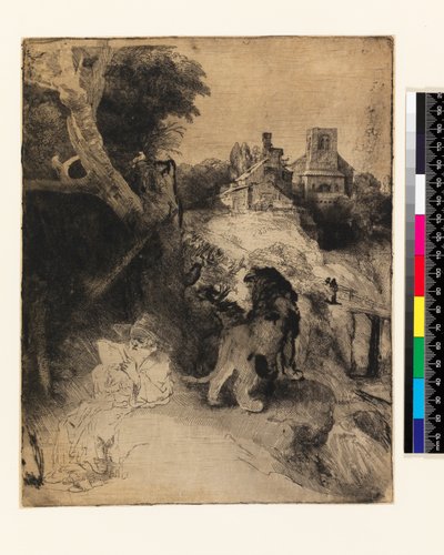 St. Jerome in an Italian landscape by Rembrandt van Rijn
